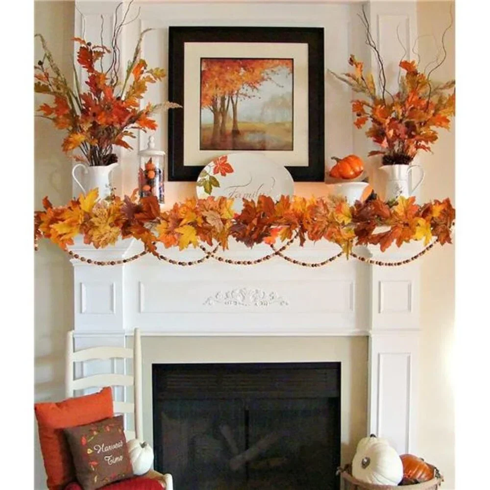 2 Pack Fall Maple Leaf Garland - 5.9Ft/Piece Hanging Vine Artificial